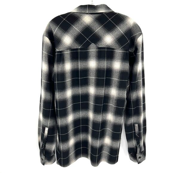 Icebreaker men’s merino wool black and white plaid flannel shirt - Picture 7 of 12